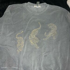 Gray Tiger Print Sweater